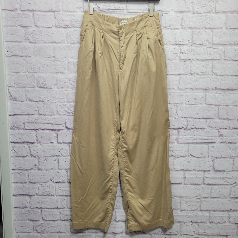 Wonderly Wide Leg Beige Pants Size 10 Pleated Front Career Casual Boho Lagenlook